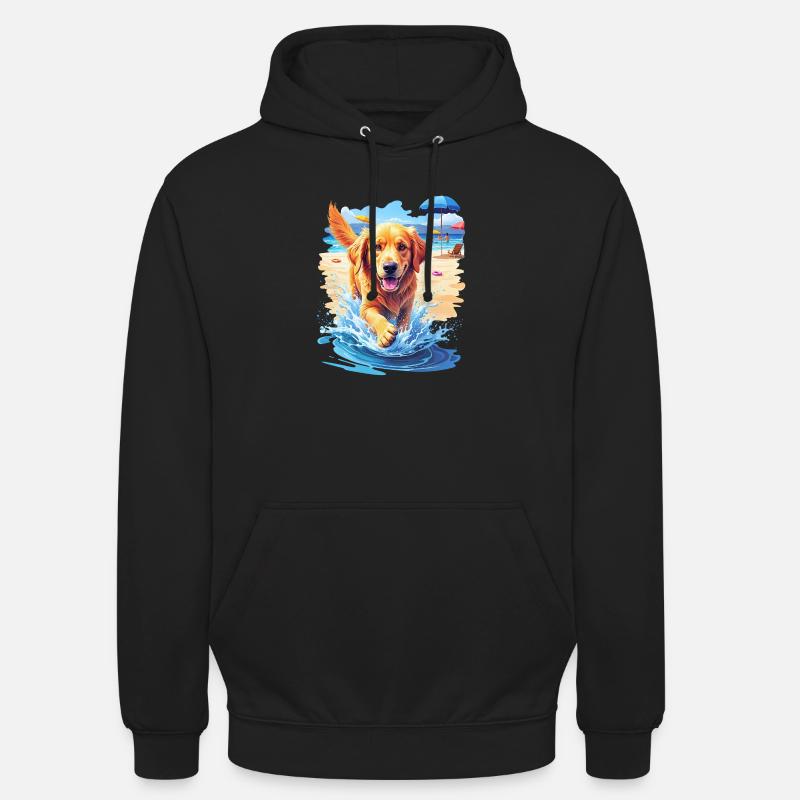 Hund am Strand - Unisex Hoodie - Schwarz