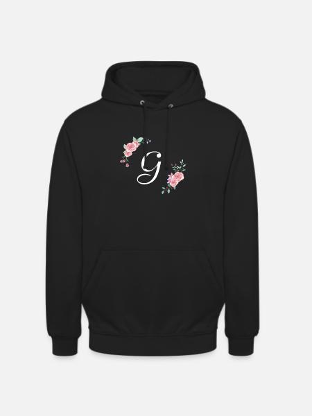 Pink floral letter g - Unisex Hoodie - black