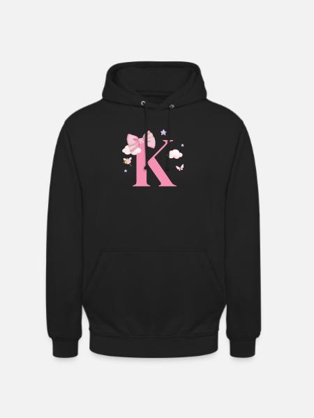 Letter k pink clouds - Unisex Hoodie - black