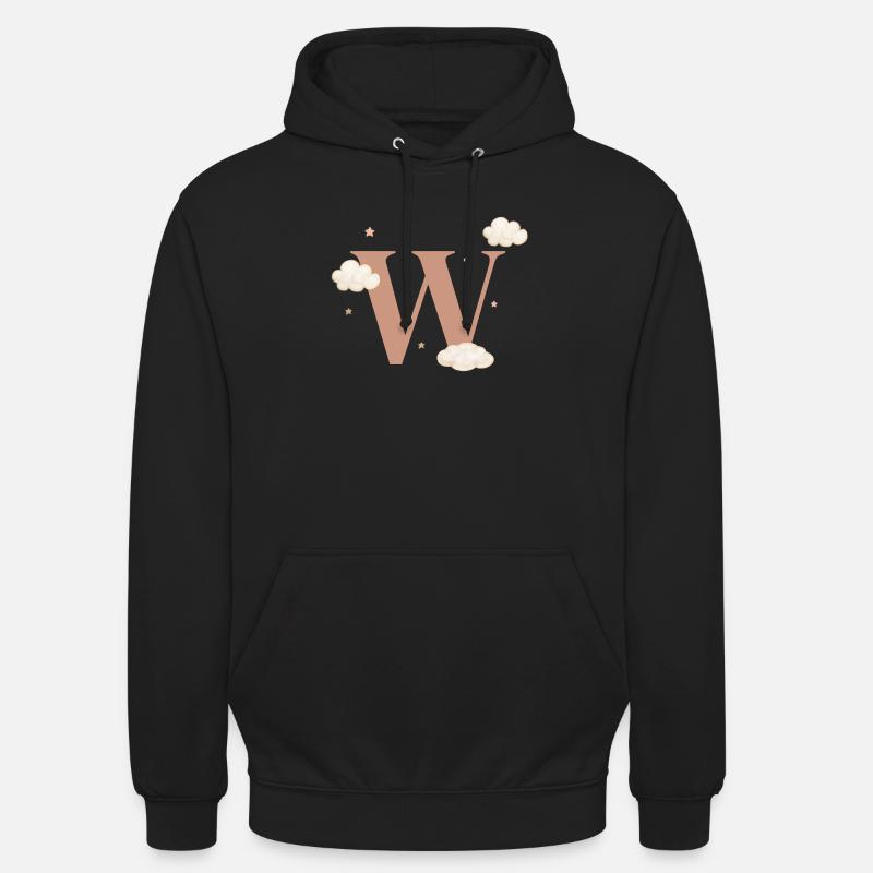 Lettre w nuages étoiles - Sweat-shirt à capuche unisexe - noir