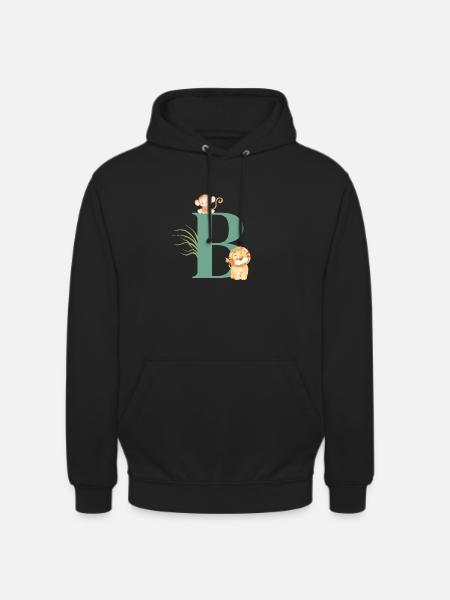 Letter b green jungle animals - Unisex Hoodie - black