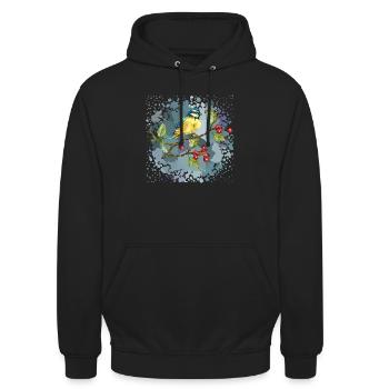 Bunter Vogel - Unisex Hoodie - Schwarz - Vorne - Alina (178cm) & Michal (187cm)