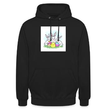 Drei glückliche Osterhasen - Unisex Hoodie - Schwarz - Vorne - Alina (178cm) & Michal (187cm)