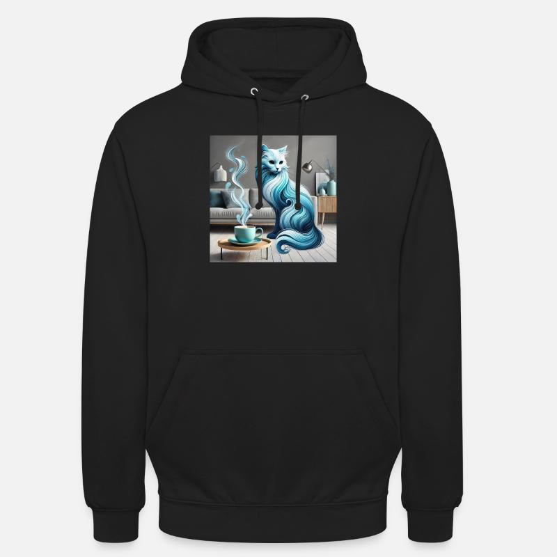 Le chat et le café - Sweat-shirt à capuche unisexe - noir