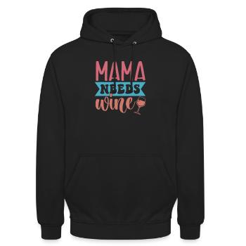 Mama Needs Wine – Sip Happens - Unisex Hoodie - Schwarz - Vorne - Alina (178cm) & Michal (187cm)