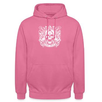 Métal lourd - Sweat-shirt à capuche unisexe - rose - Devant - Alina (178cm) & Michal (187cm)