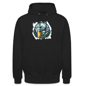 Mountaineering and beer enjoyment - Unisex Hoodie - black - Front - Alina (178cm) & Michal (187cm)