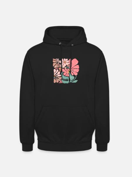 Fleurs groovy rétro rose - Sweat-shirt à capuche unisexe - noir