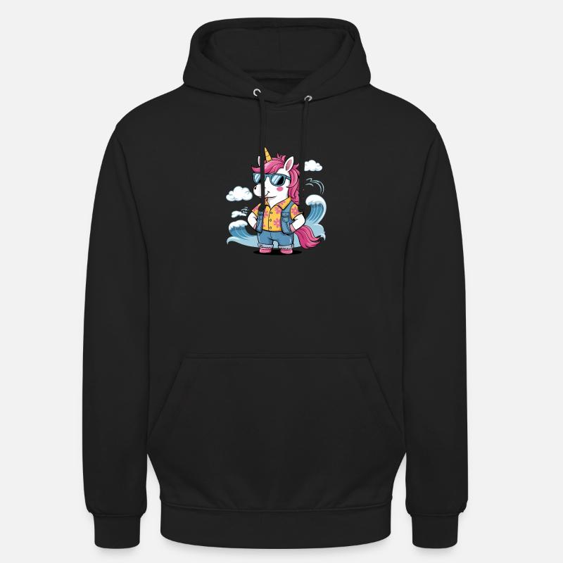 Lustiges Sommer-Einhorn - Unisex Hoodie - Schwarz