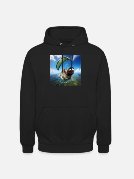 Faultier Wanderer Paragliding - Unisex Hoodie - Schwarz