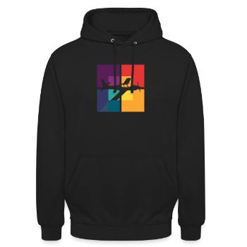 Luftfahrt Flugzeugtuer Kabine - Unisex Hoodie - Schwarz - Vorne - Alina (178cm) & Michal (187cm)