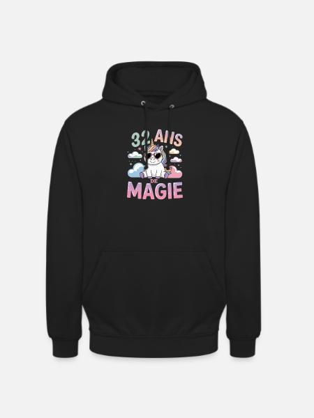 32 ans de magie - Sweat-shirt à capuche unisexe - noir