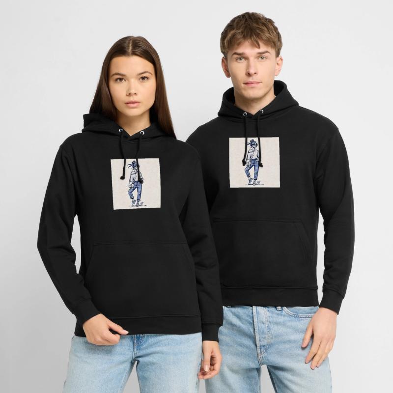 Fille cool en pull oversize et jean déchiré Sweat-shirt à capuche unisexe