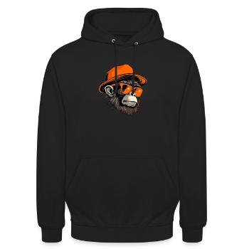 Cooler Hip Hop Monkey – Streetwear Style Design - Unisex Hoodie - Schwarz - Vorne - Alina (178cm) & Michal (187cm)