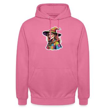 Jolie sorcière patchwork - Sweat-shirt à capuche unisexe - rose - Devant - Alina (178cm) & Michal (187cm)