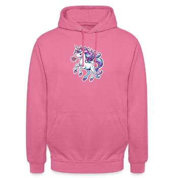 licorne à la fleur - Sweat-shirt à capuche unisexe - rose - Devant - Alina (178cm) & Michal (187cm)