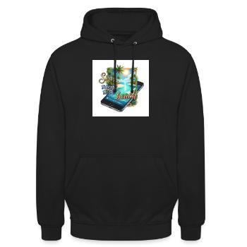 My Phone My Beach: Tropical Tech Tee - Sweat-shirt à capuche unisexe - noir - Devant - Alina (178cm) & Michal (187cm)