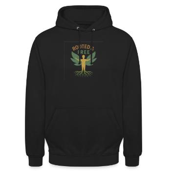 Rooted and Free - Unisex Hoodie - Schwarz - Vorne - Alina (178cm) & Michal (187cm)