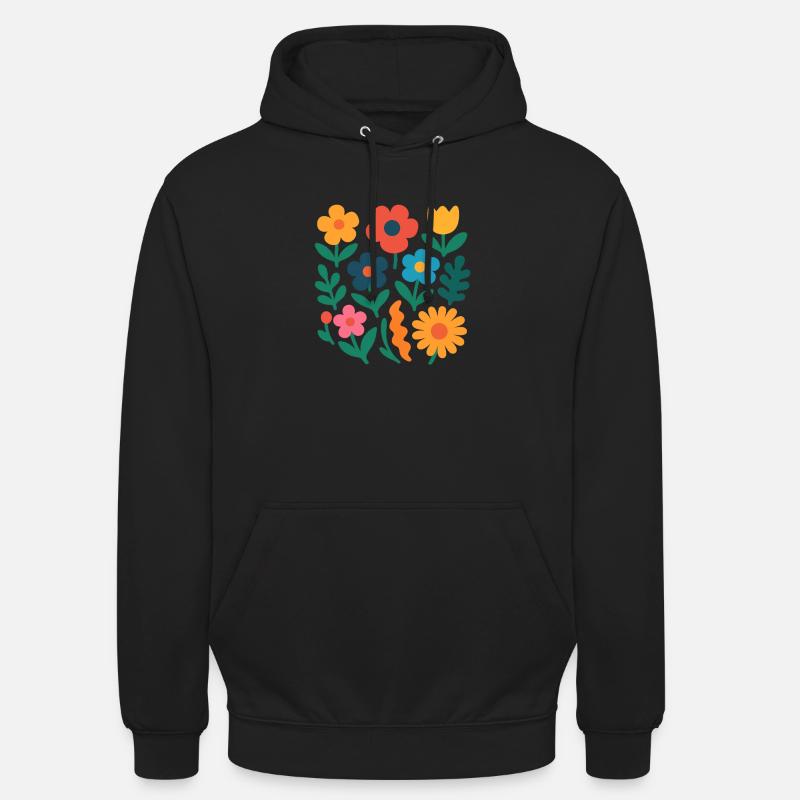 Bloody Vibes - Fleurs Flat Design - Sweat-shirt à capuche unisexe - noir
