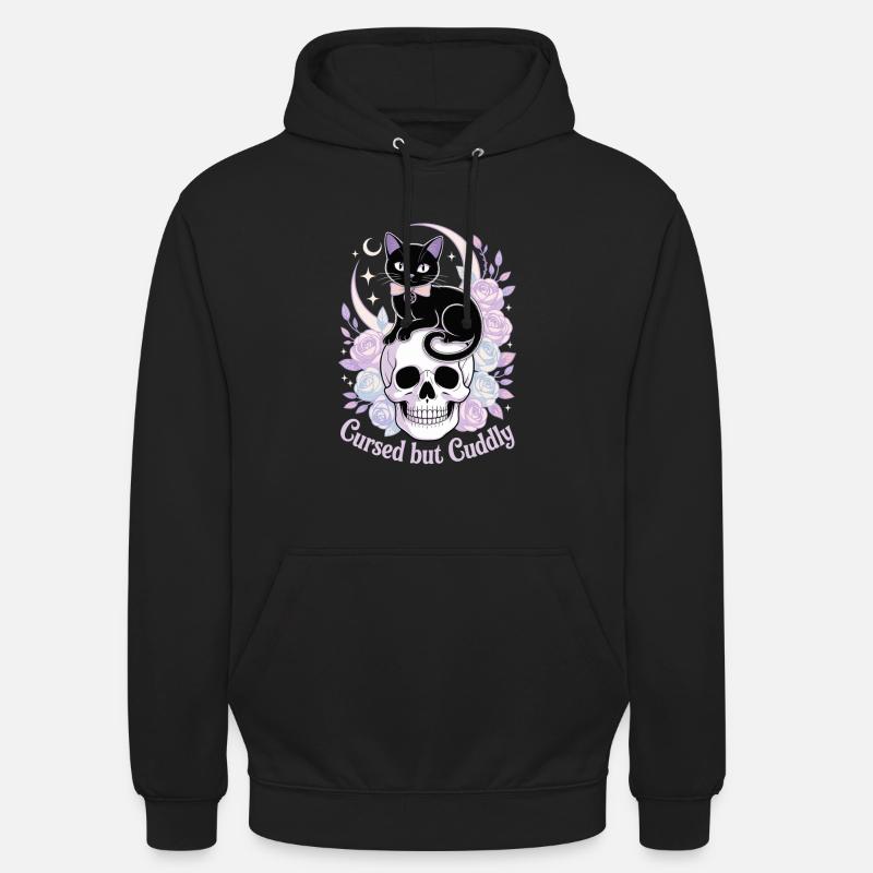 Maudit et câlin : Crâne de chat - Sweat-shirt à capuche unisexe - noir