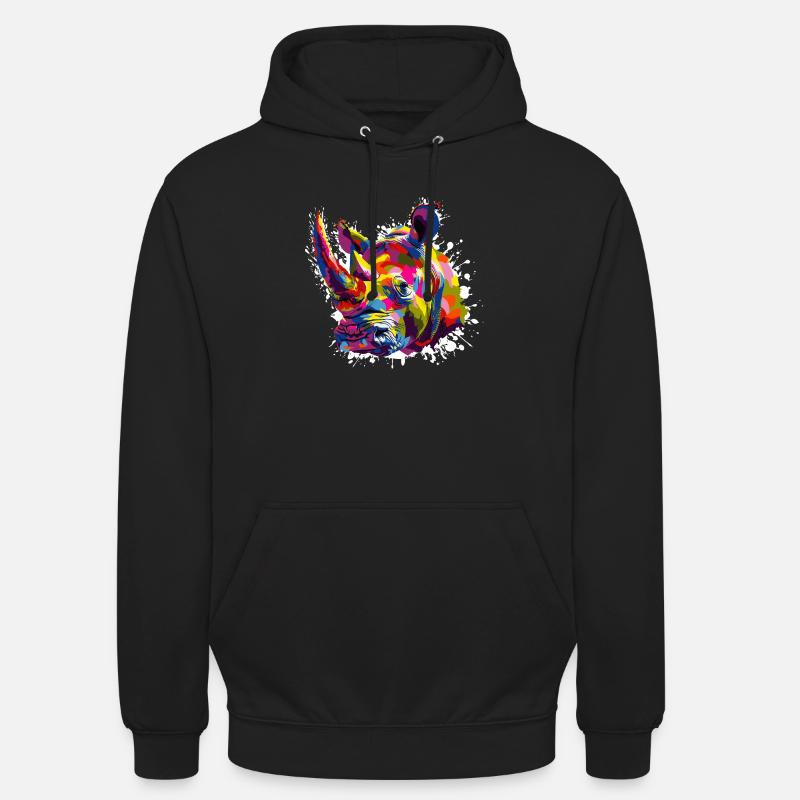 Nashorn Pop Art Tier - Unisex Hoodie - Schwarz
