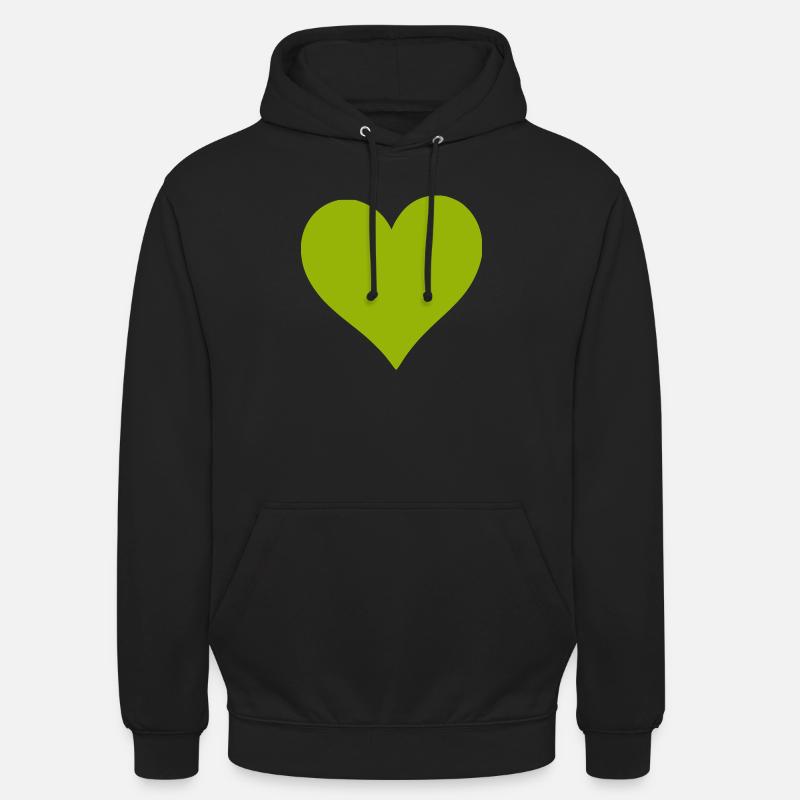 Cœur vert vert - Sweat-shirt à capuche unisexe - noir