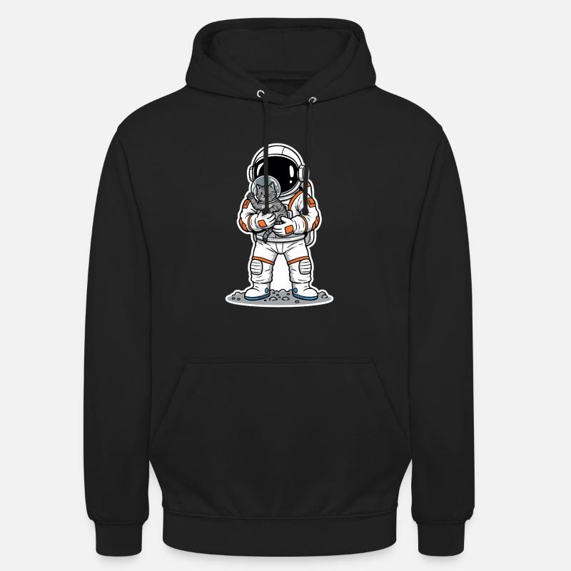 Chat Gris Astronaute Espace Câlin Mignon - Sweat-shirt à capuche unisexe - noir
