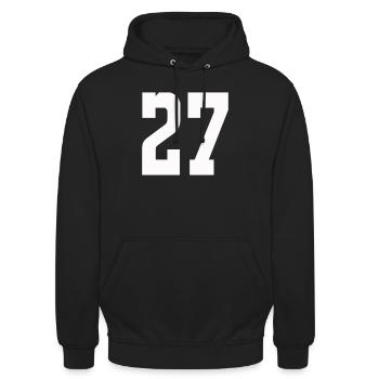 Ziffern 27 Kontrast-Design - Unisex Hoodie - Schwarz - Vorne - Alina (178cm) & Michal (187cm)
