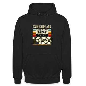 Original 1958 Vintage Cassette - Sweat-shirt à capuche unisexe - noir - Devant - Alina (178cm) & Michal (187cm)