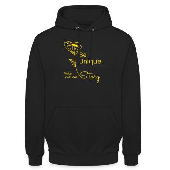 Be Unique - Write Your Own Story - Unisex Hoodie - Schwarz - Vorne - Alina (178cm) & Michal (187cm)