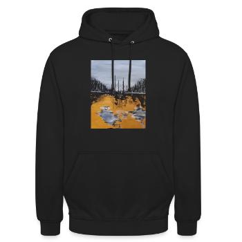 Mysterious sea painting - Unisex Hoodie - Schwarz - Vorne - Alina (178cm) & Michal (187cm)