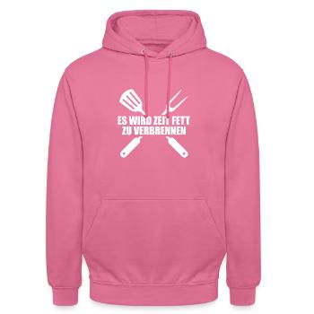 Fett verbrennen Grill Zubehör Grillsaison - Unisex Hoodie - Pink - Vorne - Alina (178cm) & Michal (187cm)