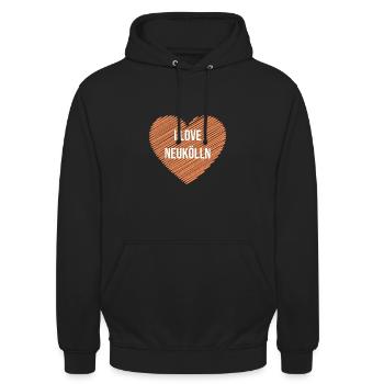 I Love Neukölln - Unisex Hoodie - Schwarz - Vorne - Alina (178cm) & Michal (187cm)