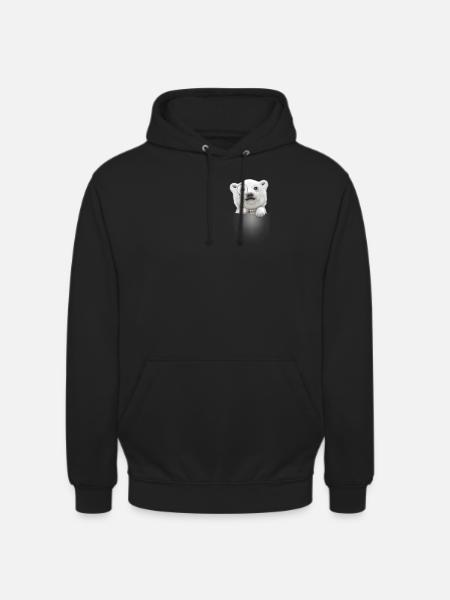 POCKET POLAR BEAR - Unisex Hoodie - black