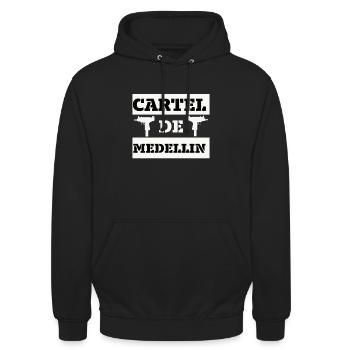 Cartel de Medellin Pablo Escobar - Sweat-shirt à capuche unisexe - noir - Devant - Alina (178cm) & Michal (187cm)