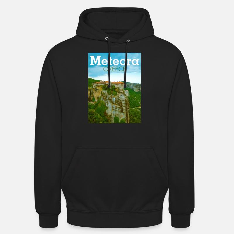 Meteora monastères Grèce - Sweat-shirt à capuche unisexe - noir