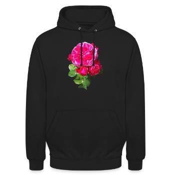 Rosarote Frühlingsrose - Unisex Hoodie - Schwarz - Vorne - Alina (178cm) & Michal (187cm)