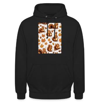 Écureuils mignons - Sweat-shirt à capuche unisexe - noir - Devant - Alina (178cm) & Michal (187cm)