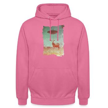unheimliche Begegnung der Ziegenart - Unisex Hoodie - Pink - Vorne - Alina (178cm) & Michal (187cm)