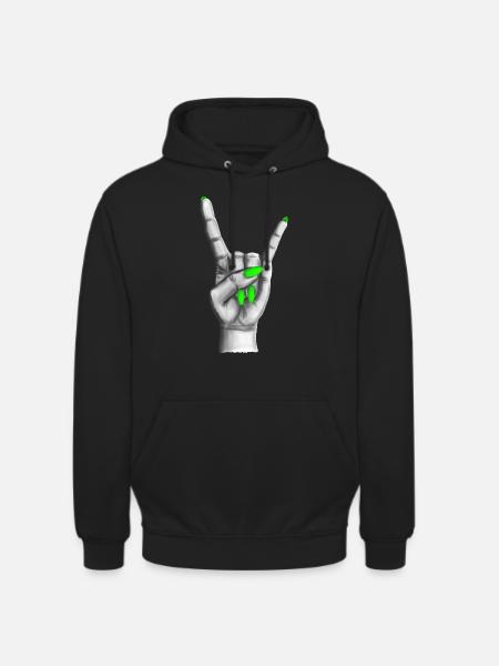 Heavy Metal Hand Green Nails - Unisex Hoodie - black