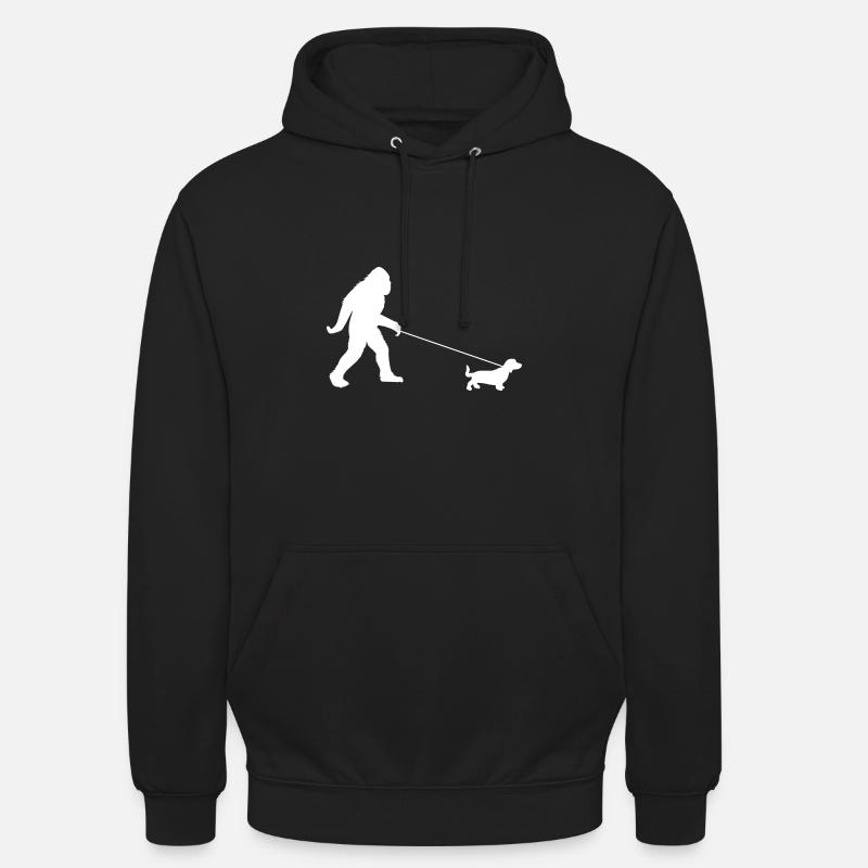 yéti et teckel - Sweat-shirt à capuche unisexe - noir
