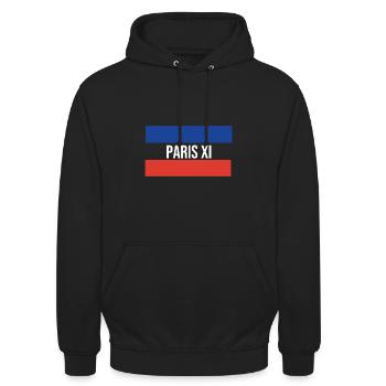 Souvenir Paris 11ème arrondissement Paris XI - Sweat-shirt à capuche unisexe - noir - Devant - Alina (178cm) & Michal (187cm)