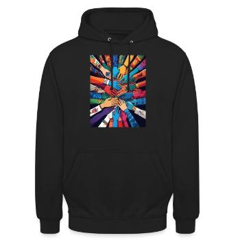 Farbenfrohe Einheit - Unisex Hoodie - Schwarz - Vorne - Alina (178cm) & Michal (187cm)