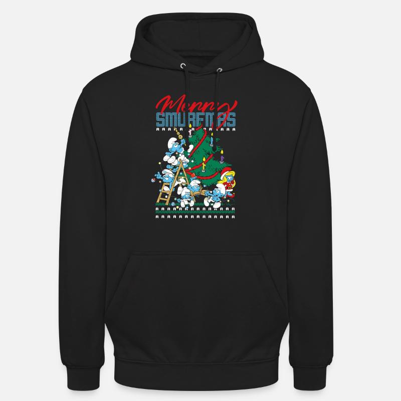 Smurfene Merry Smurfmas Ugly Christmas Design - Unisex-hettegenser - svart