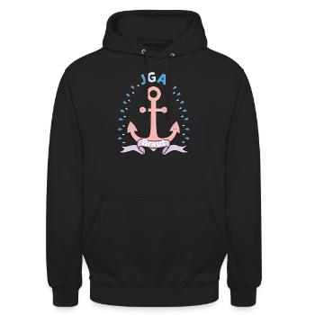 Hafen der Ehe JGA - Braut - Unisex Hoodie - Schwarz - Vorne - Alina (178cm) & Michal (187cm)