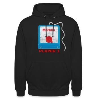 Märklin Transformator Spieler 1 - Unisex Hoodie - Schwarz - Vorne - Alina (178cm) & Michal (187cm)