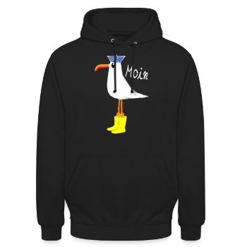 Moin Möwe Küste - Unisex Hoodie - Schwarz - Vorne - Alina (178cm) & Michal (187cm)