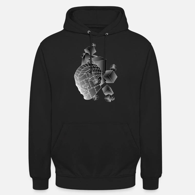 Robot with cube dark grey - Unisex Hoodie - black