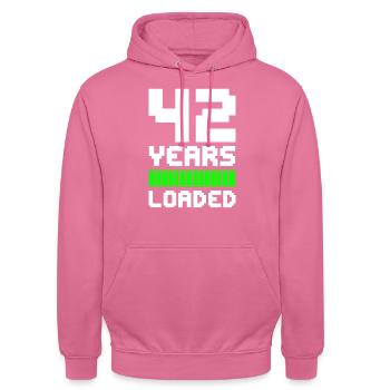 42 Years Loaded 42nd Birthday - Unisex Hoodie - pink - Front - Alina (178cm) & Michal (187cm)