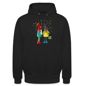 Weihnachtswichteln - Unisex Hoodie - Schwarz - Vorne - Alina (178cm) & Michal (187cm)